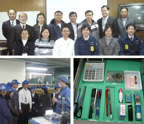 (top)Commemorative photo with seminar participants (bottom left)Participants are shown inside the factory and learn about its 3S activities. (bottom right)A 3S case study