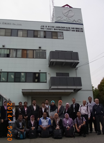 Malaysian seminar participants visit Zero Seiko in May. Company Chairman Hitoshi Okamoto is on the far right.