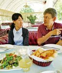 Lunch in Kyrgyz. Prof. Belov and Kana Koguchi