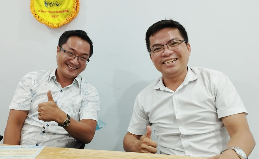 株式会社中農製作所 ベトナム社社長のナムさん（左）と専務のリーさん（右）